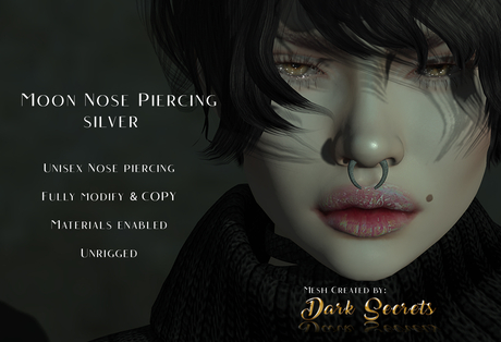 Second Life Marketplace - Dark Secrets - DEMO Moon Nose Piercing All Colors
